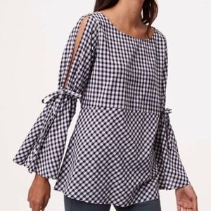 Ann Taylor Loft • Gingham Peplum Top